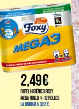 Claudio FOXY Papel higiénico mega rollo 4=12 rollos oferta