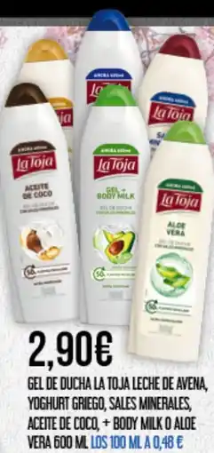 Claudio LA TOJA Gel de ducha leche de avena, yoghurt griego, sales minerales, aceite de coco,+body milk o aloe vera oferta