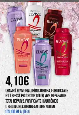Claudio ELVIVE Champú hialurónico hidra, fortificante full resist, protector color vive, reparador total repair 5 oferta