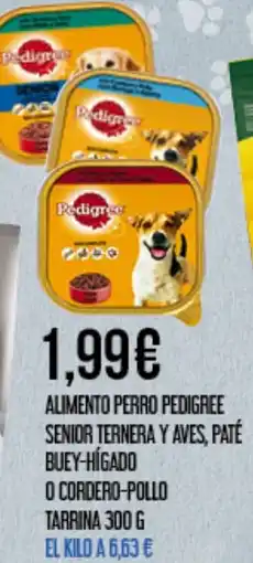 Claudio PEDIGREE Alimento perro senior ternera y aves, paté buey-higado o cordero-pollo tarrina oferta