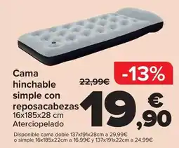 Carrefour Cama hinchable simple con reposacabezas oferta