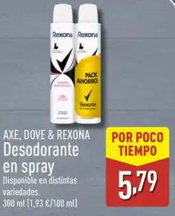 ALDI AXE, DOVE & REXONA Desodorante en spray oferta