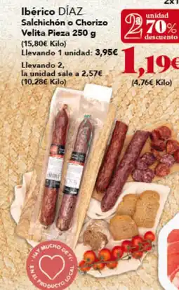 Gadis DÍAZ Ibérico Salchichón o Chorizo Velita Pieza oferta