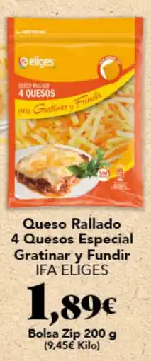 Gadis IFA ELIGES Queso Rallado 4 Quesos Especial Gratinar y Fundir oferta