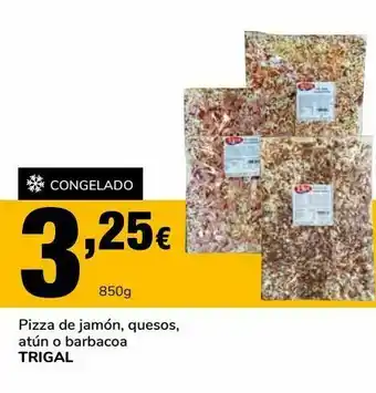 Supeco Pizza de jamón, queso, atún o barbacoa trigal oferta