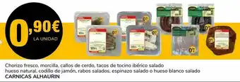 Supeco Chorizo fresco, morcilla, callos de cerdo, tacos de tocino ibérico salado, hueso natural, codillo de jamón rabos salados, esp oferta