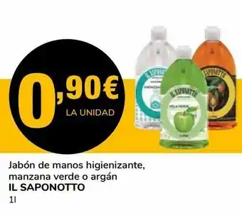 Supeco Jabón de manos higienizante, manzana verde o argán il saponotto oferta