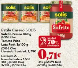 Gadis SOLÍS Estilo Casero Sofrito Frasco Tomate Frito oferta