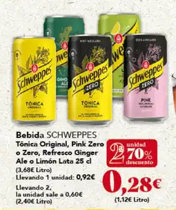Gadis SCHWEPPES Bebida Tónica Original, Pink Zero oferta
