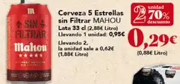Gadis MAHOU Cerveza 5 Estrellas sin Filtrar oferta