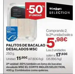 El Corte Inglés Palitos de bacalao desalados msc oferta