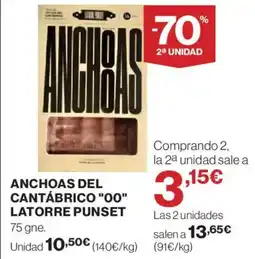 El Corte Inglés Anchoas del cantábrico "00" latorre punset oferta
