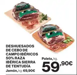El Corte Inglés Deshuesados de cebo de campo ibéricos 50% raza ibérica sierra de tentudia oferta