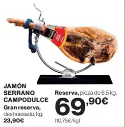El Corte Inglés Jamón serrano campodulce oferta
