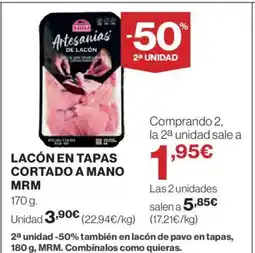El Corte Inglés Lacón en tapas cortado a mano oferta