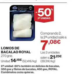El Corte Inglés ROYAL Lomos de bacalao oferta