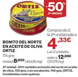 El Corte Inglés ORTIZ Bonito del norte en aceite de oliva oferta