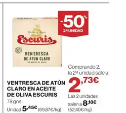El Corte Inglés ESCURIS Ventresca de atún claro en aceite de oliva oferta