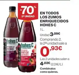 El Corte Inglés HOHES C En todos los zumos enriquecidos oferta