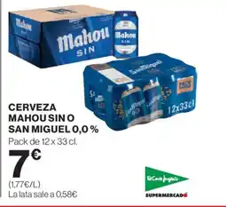 El Corte Inglés SAN MIGUEL 0,0% Cerveza mahou sino oferta