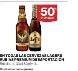 El Corte Inglés En todas las cervezas lagers rubias premium de importación oferta