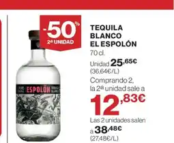 El Corte Inglés EL ESPOLÓN Tequila blanco oferta