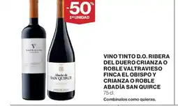 El Corte Inglés Vino tinto d.o. ribera del duero crianza o roble valtravieso finca el obispo y crianza o roble abadía san quirce oferta