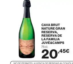 El Corte Inglés JUVÉ&CAMPS Cava brut nature gran reserva, reserva de la familia oferta