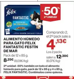 El Corte Inglés Alimento húmedo para gato felix fantastic festín de mar oferta