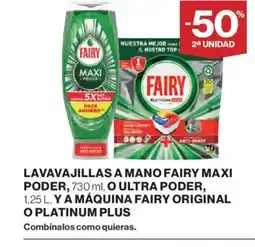 El Corte Inglés Lavavajillas a mano fairy maxi poder, o ultra poder, y á máquina fairy original o platinum plus oferta