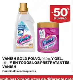 El Corte Inglés VANISH Gold polvo y gel y en todos los pretratantes oferta