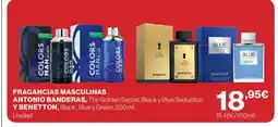 El Corte Inglés Fragancias masculinas antonio banderas y benetton oferta