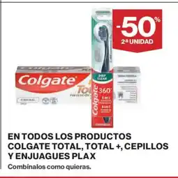El Corte Inglés En todos los productos colgate total, total +cepillos y enjuagues plax oferta