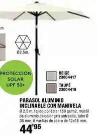 Ferrcash Parasol aluminio inclinable con manivela oferta
