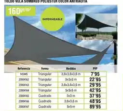 Ferrcash Toldo vela sombreo poliester color antracita oferta