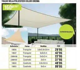 Ferrcash Toldo vela poliester color crema oferta
