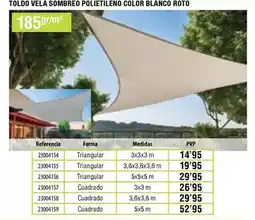 Ferrcash Toldo vela sombreo polietileno color blanco roto oferta