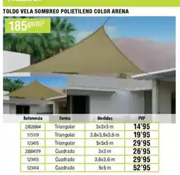 Ferrcash Toldo vela sombreo polietileno color arena oferta