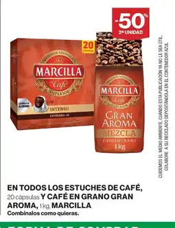 El Corte Inglés MARCILLA En todos los estuches de café, y café en grano gran aroma oferta