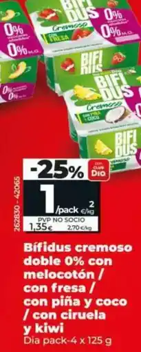 Dia Dia - bifidus cremoso doble 0% con melocotón/con fresa /con piña y coco / con ciruela y kiwi oferta