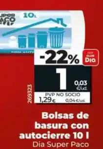 Dia Dia super paco - bolsas de basura con autocierre 10 l oferta