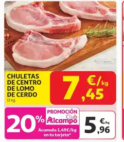 Alcampo Chuletas de centro de lomo de cerdo oferta