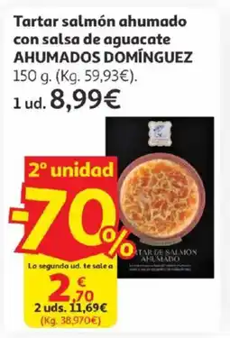 Alcampo AHUMADOS DOMÍNGUEZ Tartar salmón ahumado con salsa de aguacate oferta
