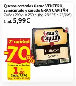 Alcampo GRAN CAPITÁN Quesos cortados tierno semicurado y curado oferta