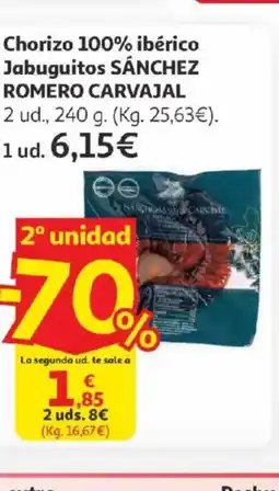 Alcampo SÁNCHEZ ROMERO CARVAJAL Chorizo 100% ibérico Jabuguitos oferta
