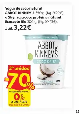 Alcampo ABBOT KINNEY'S Yogur de coco natural o Skyr soja coco proteina natural Ecocesta Bio oferta