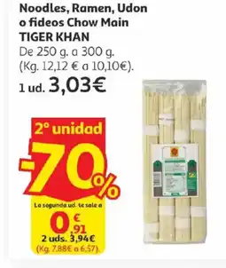 Alcampo TIGER KHAN Noodles, Ramen, Udon o fideos Chow Main oferta