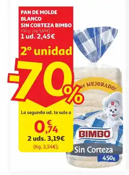 Alcampo BIMBO Pan de molde blanco sin corteza oferta