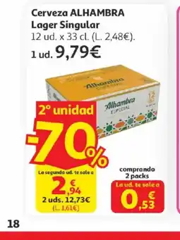 Alcampo ALHAMBRA Cerveza Lager Singular oferta