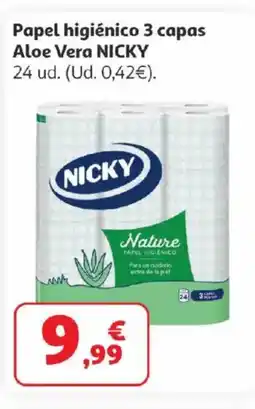 Alcampo NICKY Papel higiénico 3 capas Aloe Vera oferta